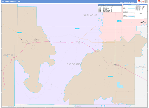 Rio Grande County Digital Map Color Cast Style